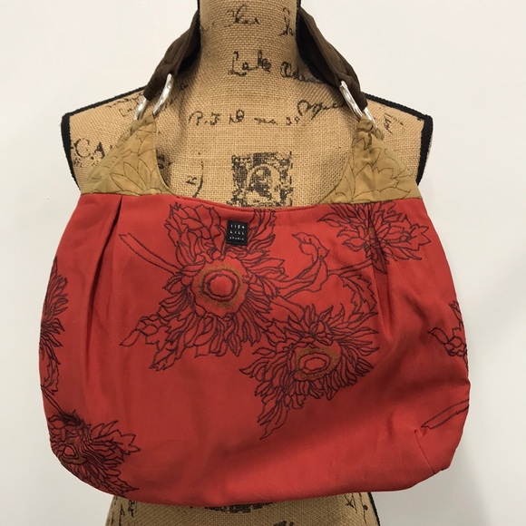 1154 Lill Studio Handbags - 1154 Lill red & gold embroidered hand made shoulder bag Hobo purse tote
